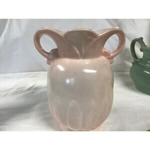 Red Wing Pottery Lotus Vase 930 Double Handle Ceramic Urn Pink Matte